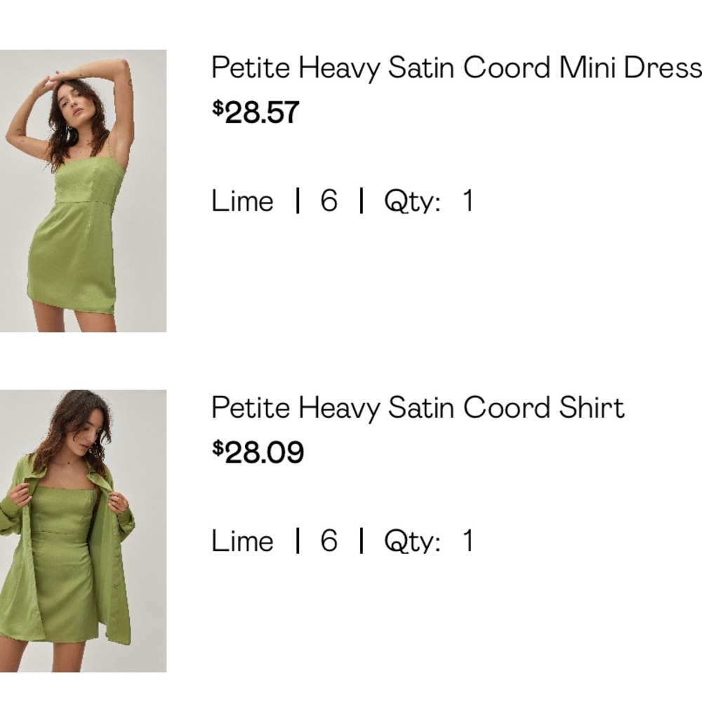 Nasty Gal olive green mini dress and matching shirt set